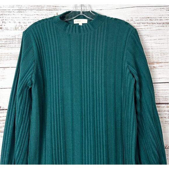 NEW Perfect Peach Women's Long Sleeve High Neck Rib Detail Sweater Green Small - Picture 2 of 12